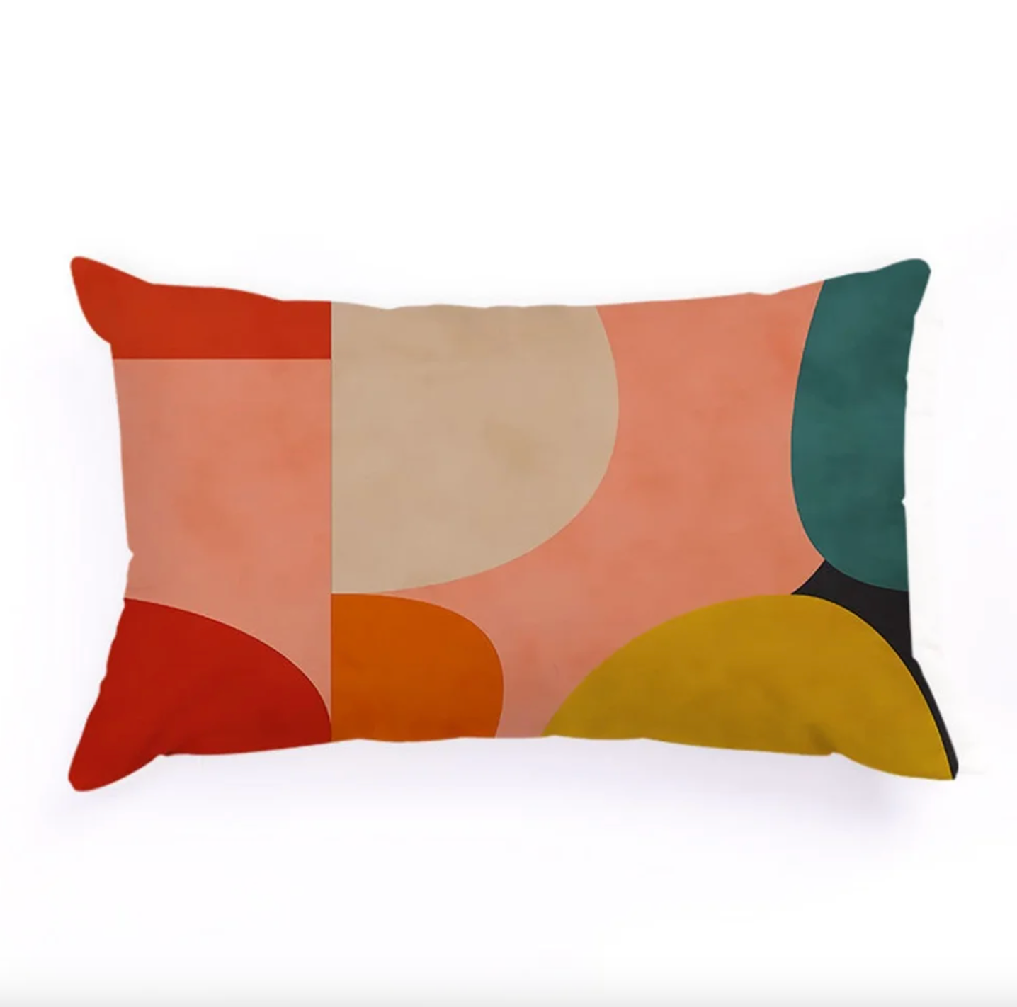 Retro Mod Lumbar Pillow Cover β Colorful Geometric Throw Cushion Case 16"x 20"