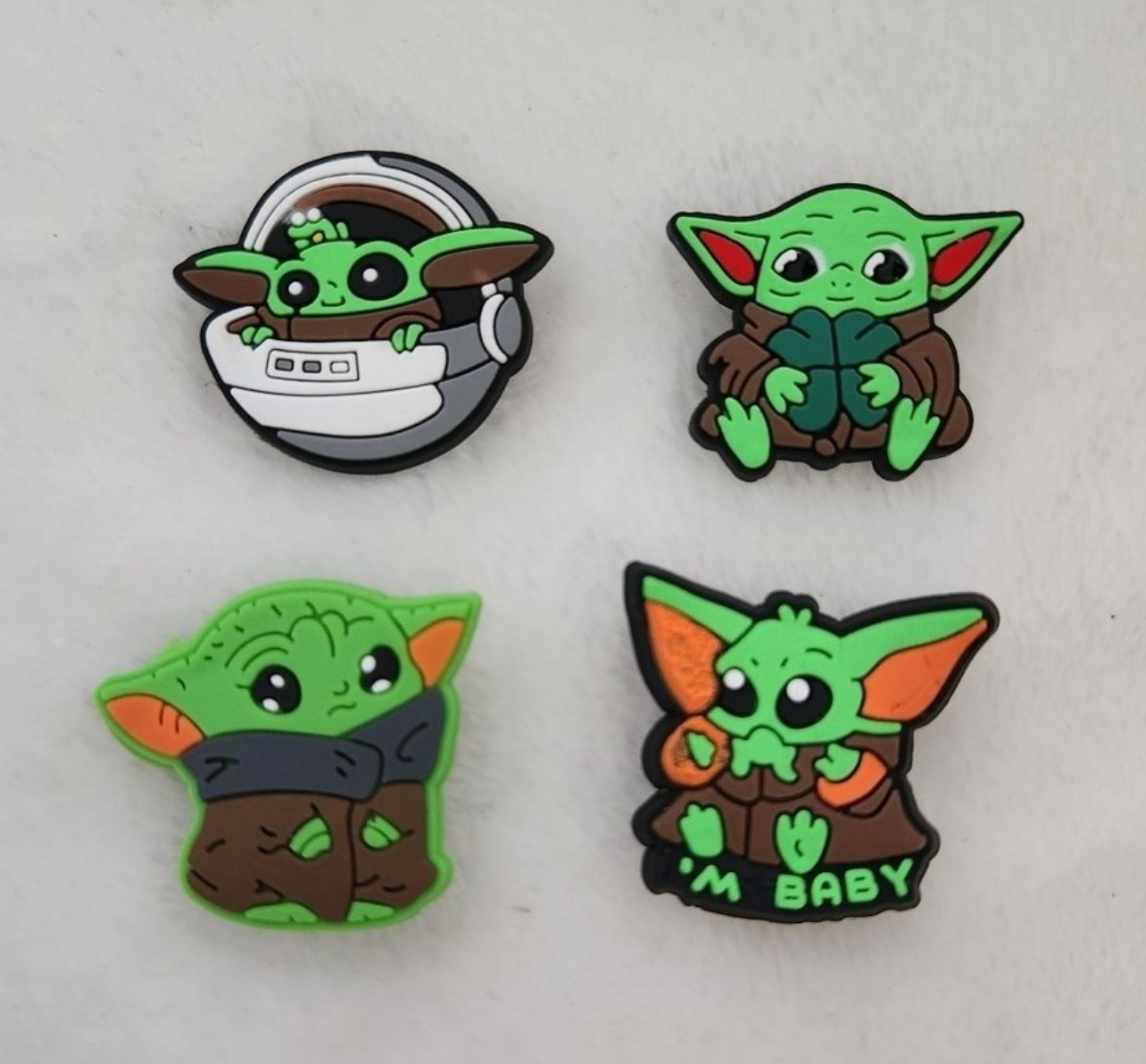 Baby Yoda Croc Charms β Set of 4 High-Quality Shoe Decorations for Crocs & Wristbands