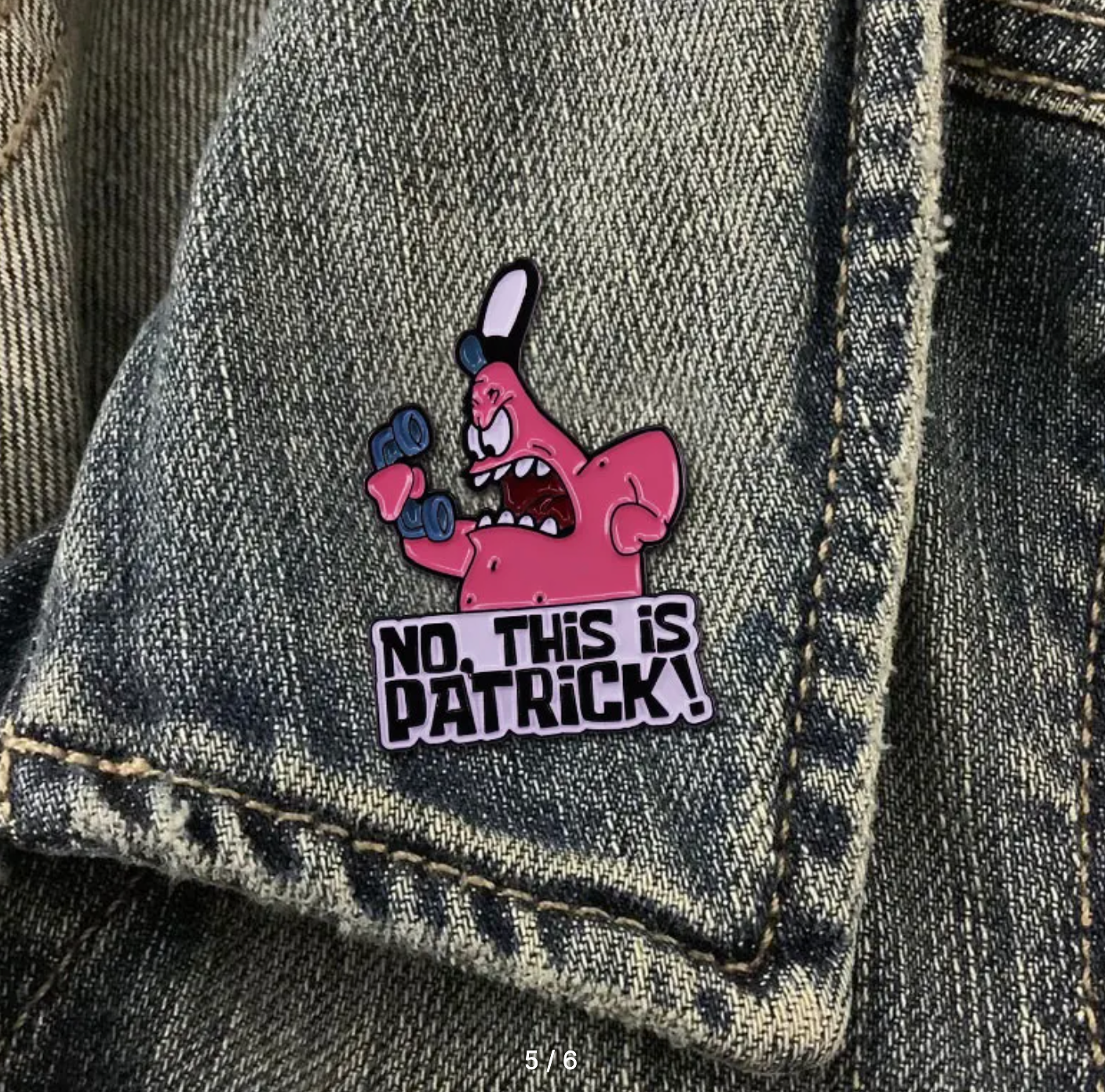 π Patrick Star βNo, This is Patrick!β Enamel Pin β Funny SpongeBob Cartoon Lapel Badge