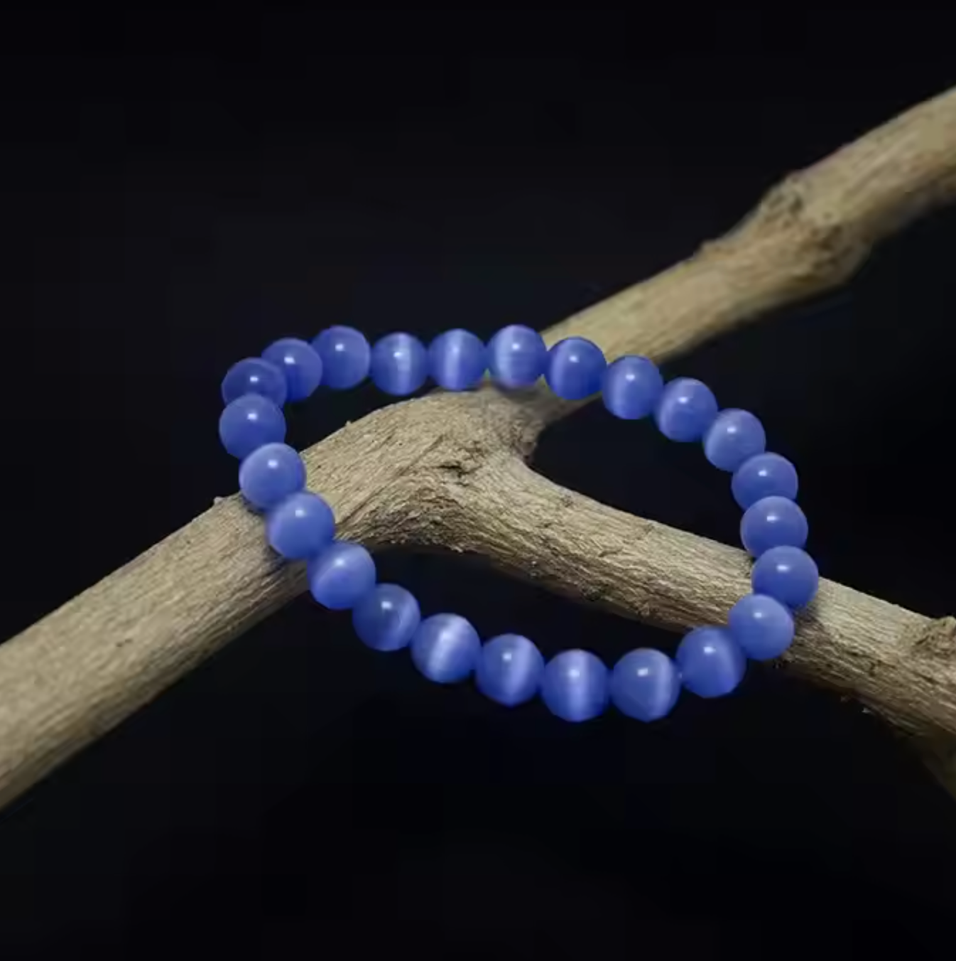 🔮 10mm Cat’s Eye Blue Opal Bracelet – Calming & Balance Energy Stone