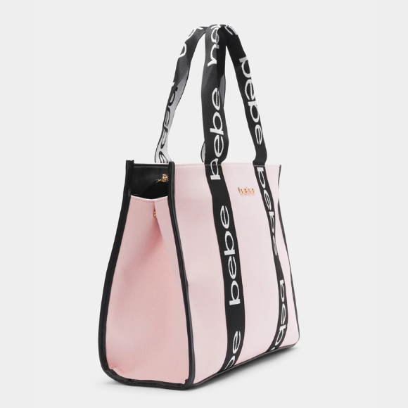 BEBE Hana canvas sm satchel - BLUSH