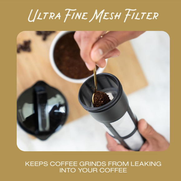 Deluxe Brew Coffee Maker - Airtight Pitcher with Leak-Free Lid - BPA-Free Cold Brew Maker with Silicone Handle