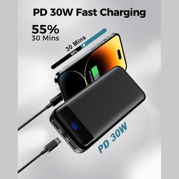 Portable Charger Power Bank 40000mAh Powerbank PD 30W and QC 4.0 Fast Charging