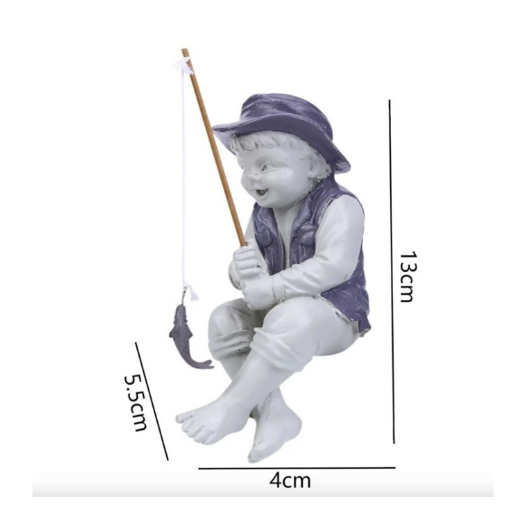 Frederic the Little Fisherman of Avignon Boy Fishing Garden Statue 13 cm height