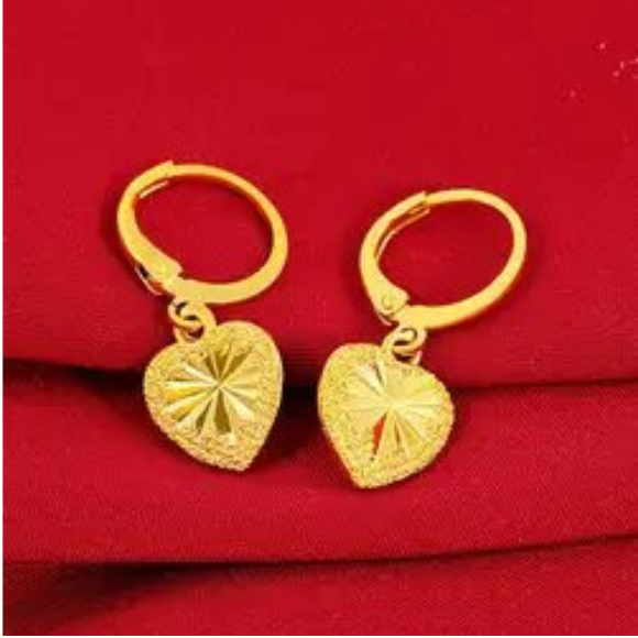 24K Dubai Gold Plated Heart Jewelry Set – Necklace & Earrings, Hypoallergenic, Gift Box Included