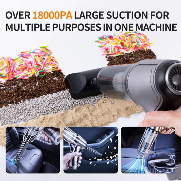 Car Vacuum Portable Cordless 18000PA High Power Mini Vacuum Cleaner 4-in-1