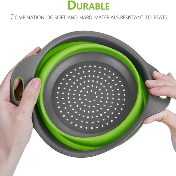 Basket Collapsible Colander Set of 3 Round Silicone Kitchen Strainer