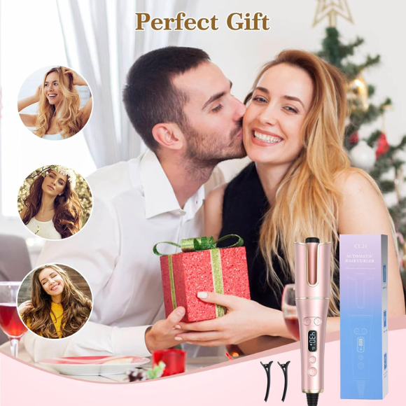 Automatic Hair Curler with LCD Display – 1” Rotating Barrel, 4 Heat Settings, 3 Timers