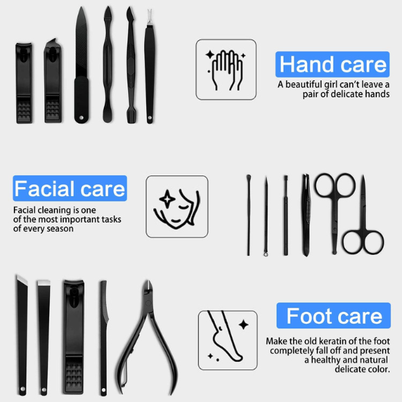 18-in-1 Stainless Steel Pedicure Manicure Set – Professional Grooming Kit with Travel Case for Men & Women
