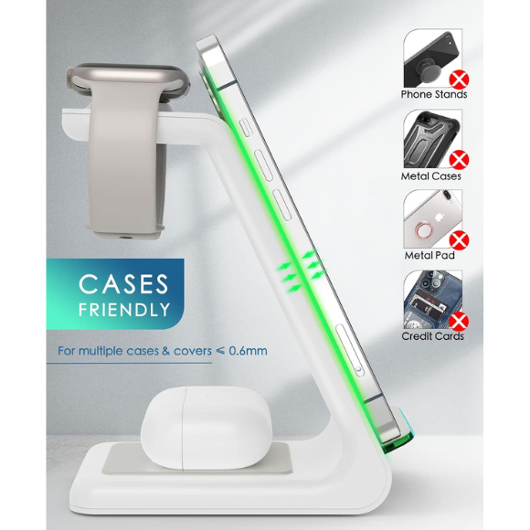 Wireless Charging Station, 3 in 1 Fast Desk Charging Station
