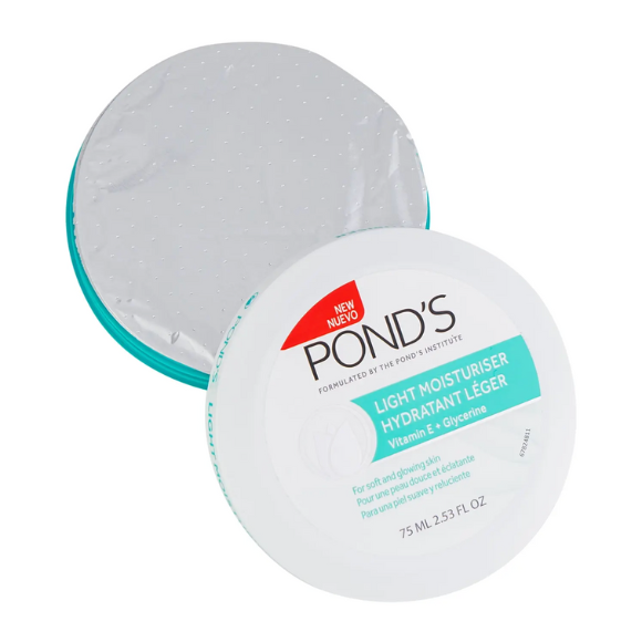 Pond's Light Moisturiser Face Cream - 2.53oz/75ml - Vitamin E + Glycerine - For Soft and Glowing Skin