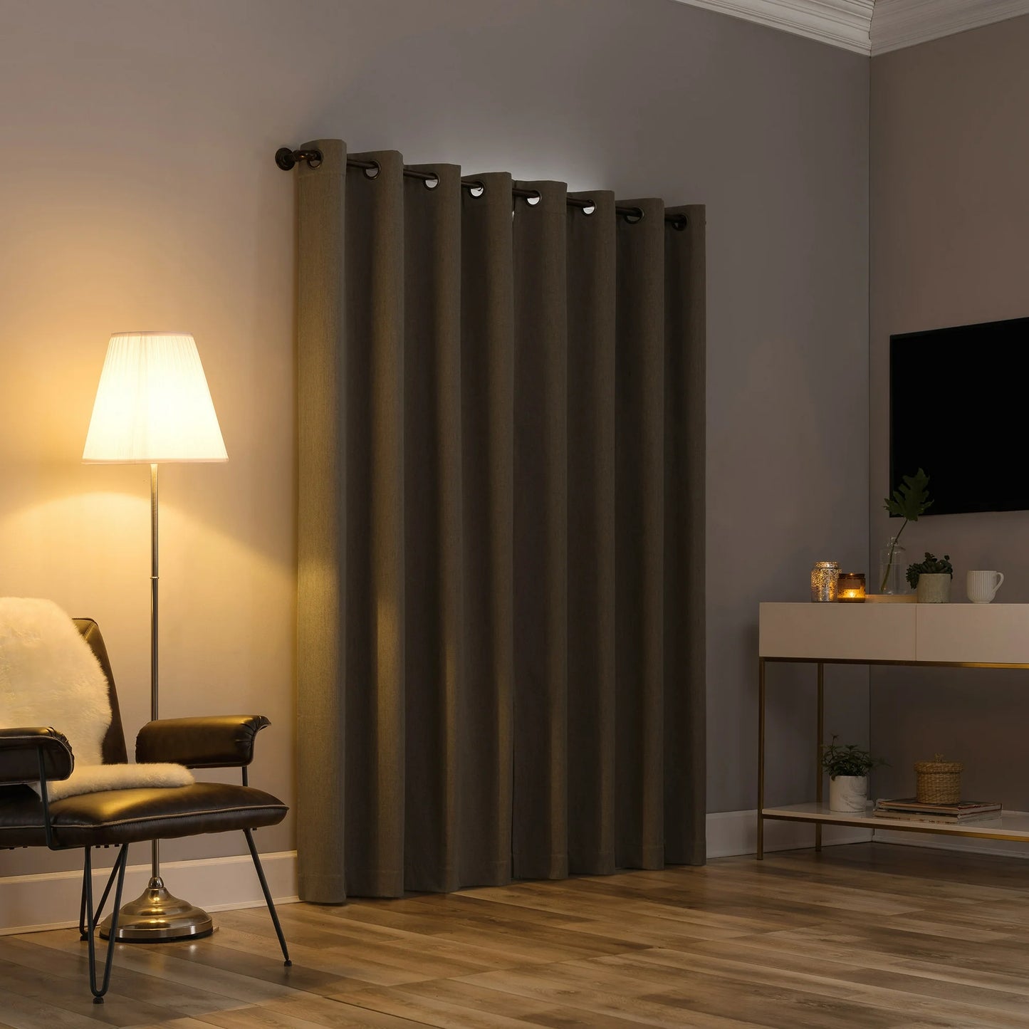 Sun Zero Tyrell Tonal Texture Draft Shield Fleece Insulated 100% Blackout Grommet Curtain Panel In Olive, 50"X84", Olive
