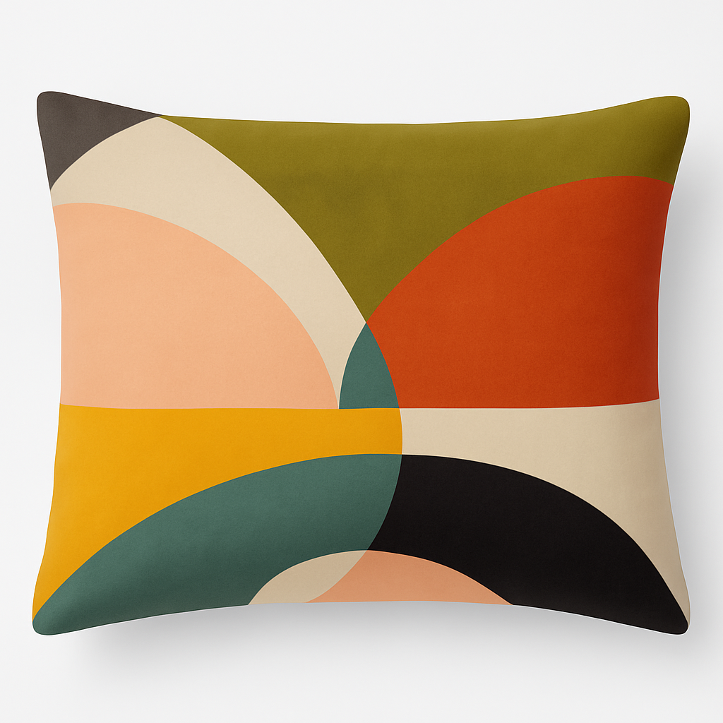 Retro Mod Lumbar Pillow Cover β Colorful Geometric Throw Cushion Case 16"x 20"