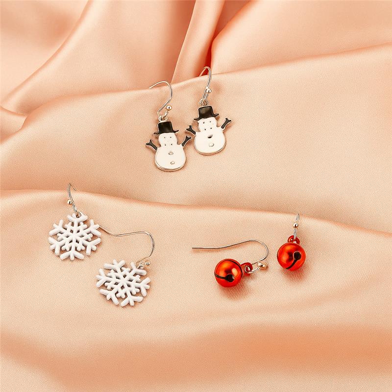 Christmas Earrings Multiple Red Green Snowman Bells Drop Earrings For Women Girl Tree Snowflake Elk Dangle Earrings
