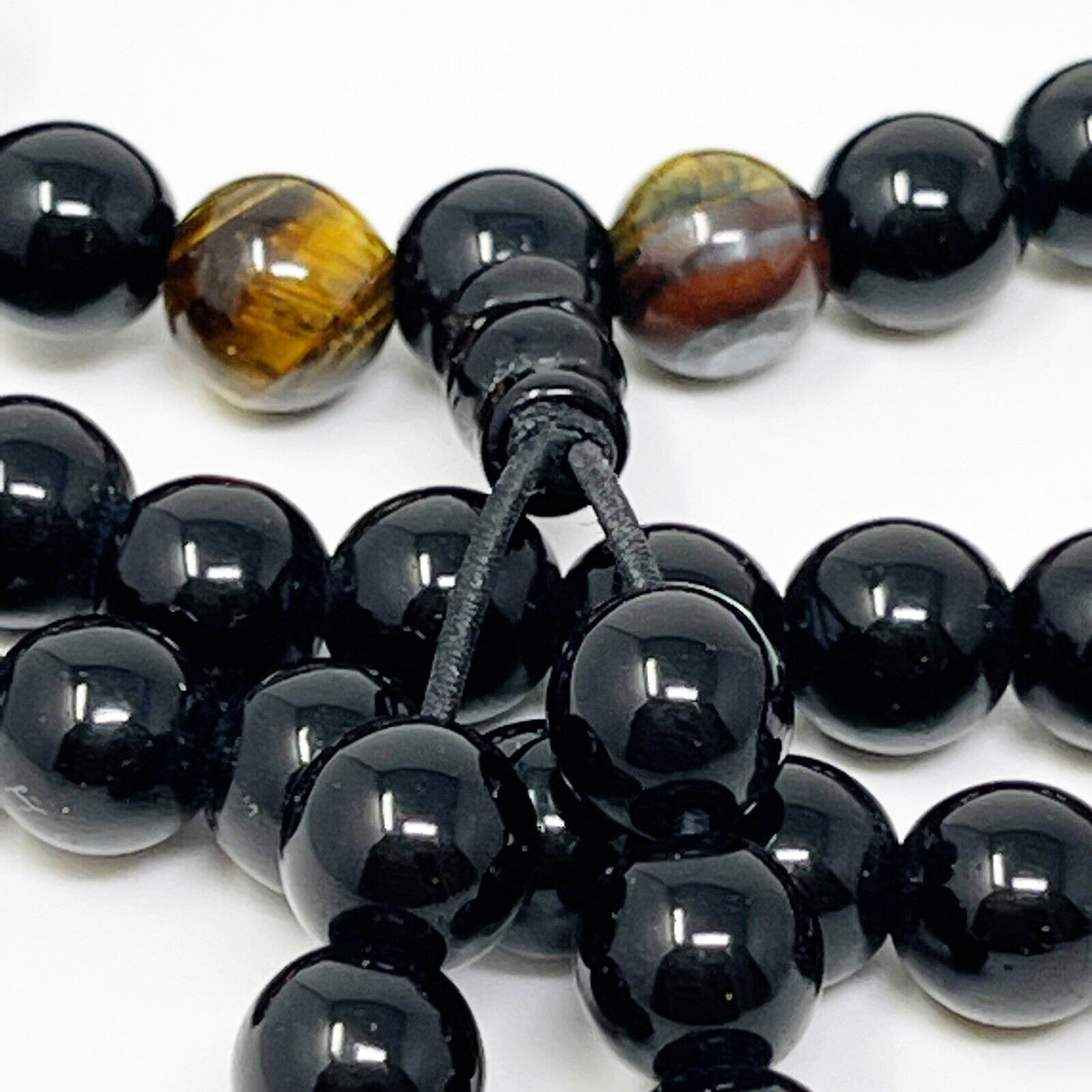 Black Onyx Men’s Necklace – 14” Beaded Mala Chain for EMF Protection & Energy Shielding