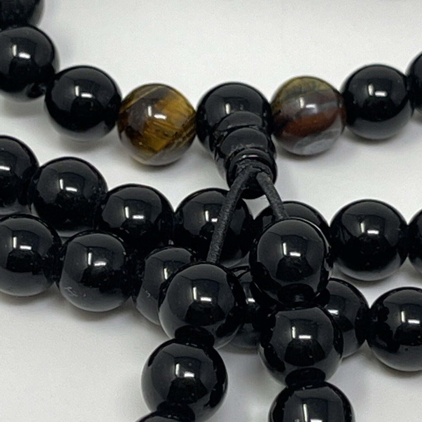Black Onyx Men’s Necklace – 14” Beaded Mala Chain for EMF Protection & Energy Shielding