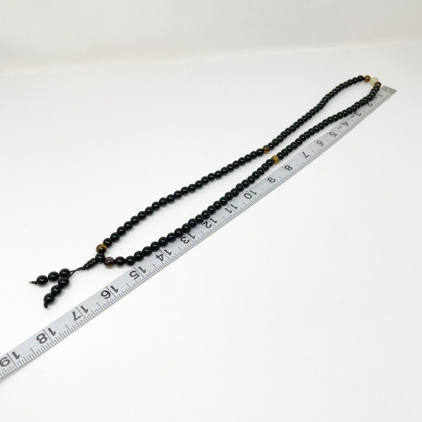 Black Onyx Men’s Necklace – 14” Beaded Mala Chain for EMF Protection & Energy Shielding