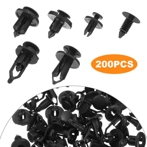 200 Pcs Push Bumper Fastener Rivet Clips with 6 Size Auto Body Retainer Clips