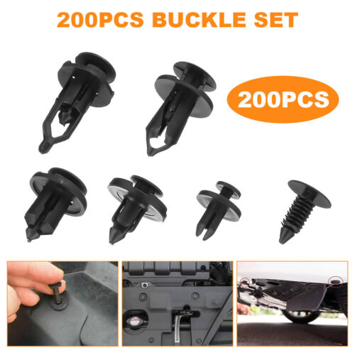 200 Pcs Push Bumper Fastener Rivet Clips with 6 Size Auto Body Retainer Clips