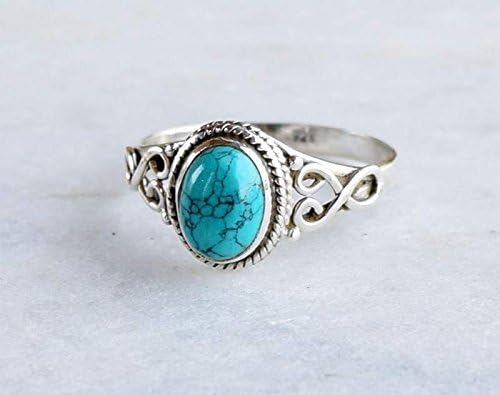 Heavy Turquoise Celtic Oval Ring 925 Sterling Silver Size 9