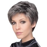 Short Grey Wig Pixie Cut Wig with Bangs Mixed Grey Wigs for White Women Layered