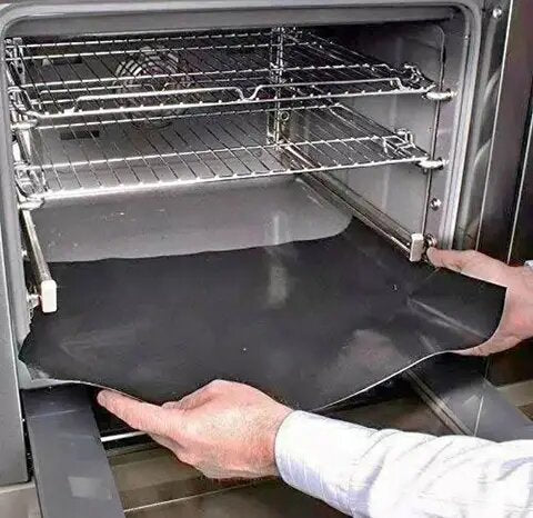 2 Pack Large Non-Stick Reusable Oven Bottom Liners for Gas & Electric Oven - Black