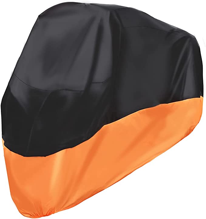 NEW Black and Orange Waterproof Motorcycle Cover XXXL116" Fits Large Cruisers And Touring Bikes