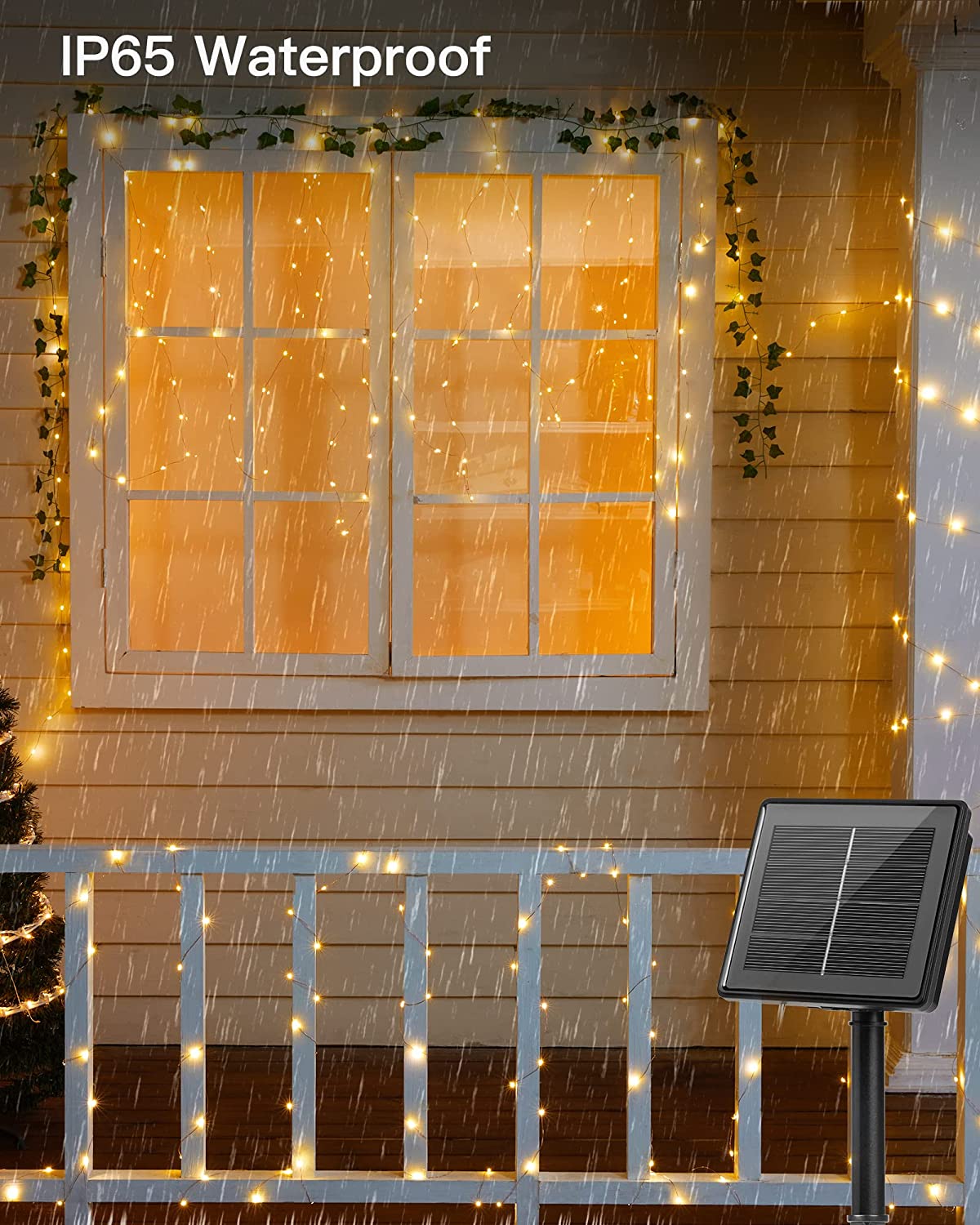 Solar String Lights 2 Pack 66Feet 200 Led Solar Powered Fairy Lights with 8 Modes Waterproof Decoration for Patio Yard Trees