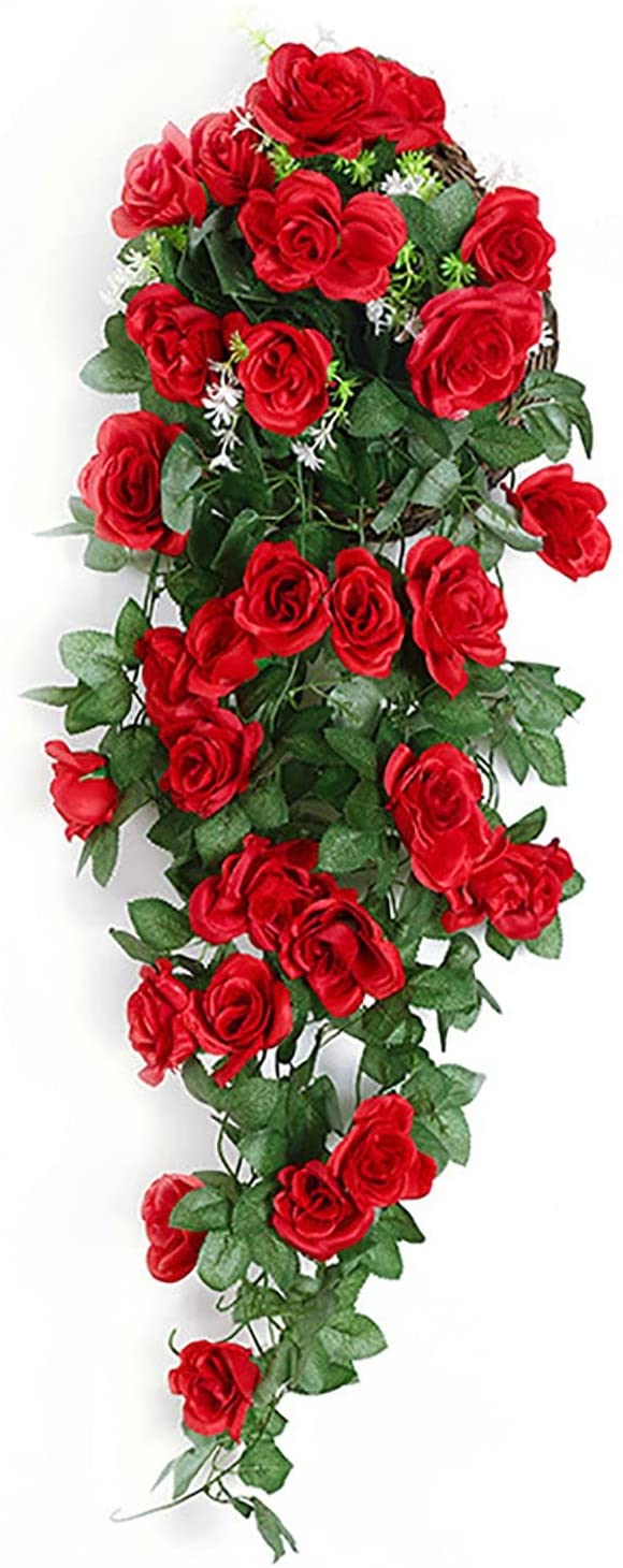 90cm Garland Vine Artificial Flower Red Fake Ivy Plant Home Garden Party Decor