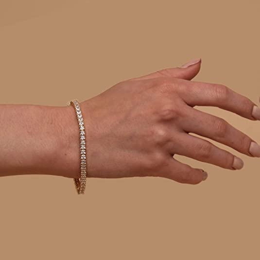 14k Cubic Zirconia Gold Stainless Steel Bracelet Bangle