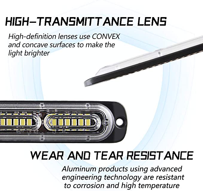 2 Pack White 24 LED Emergency Strobe Light Bar for Car Truck Grille or Bumper
