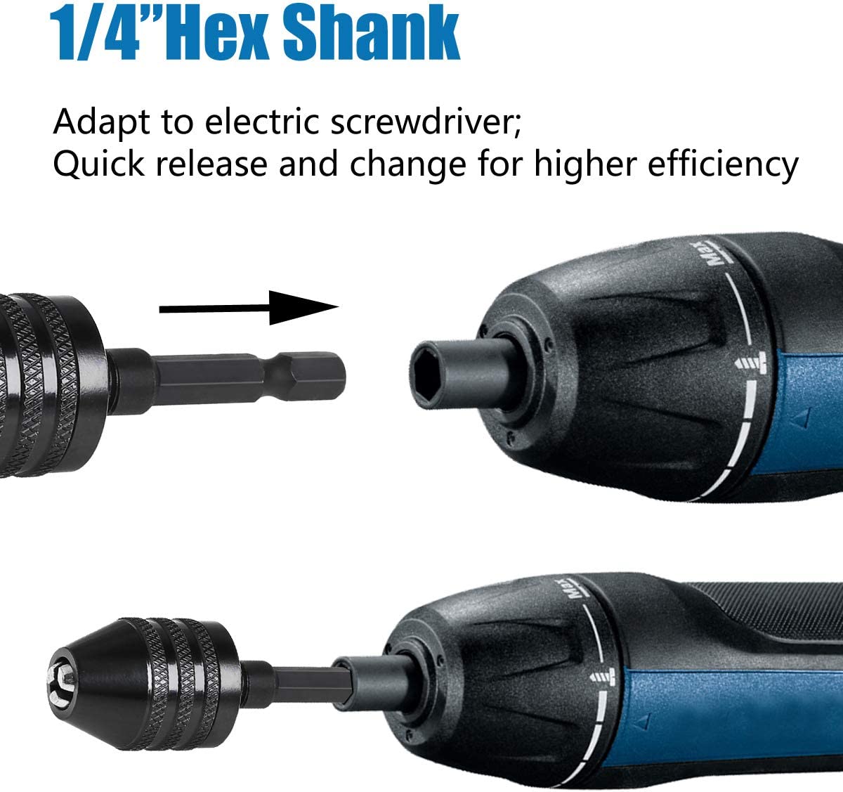 2 Pcs Hex Shank Keyless Drill Chuck, Quick Change Adapter Converter drill adapter