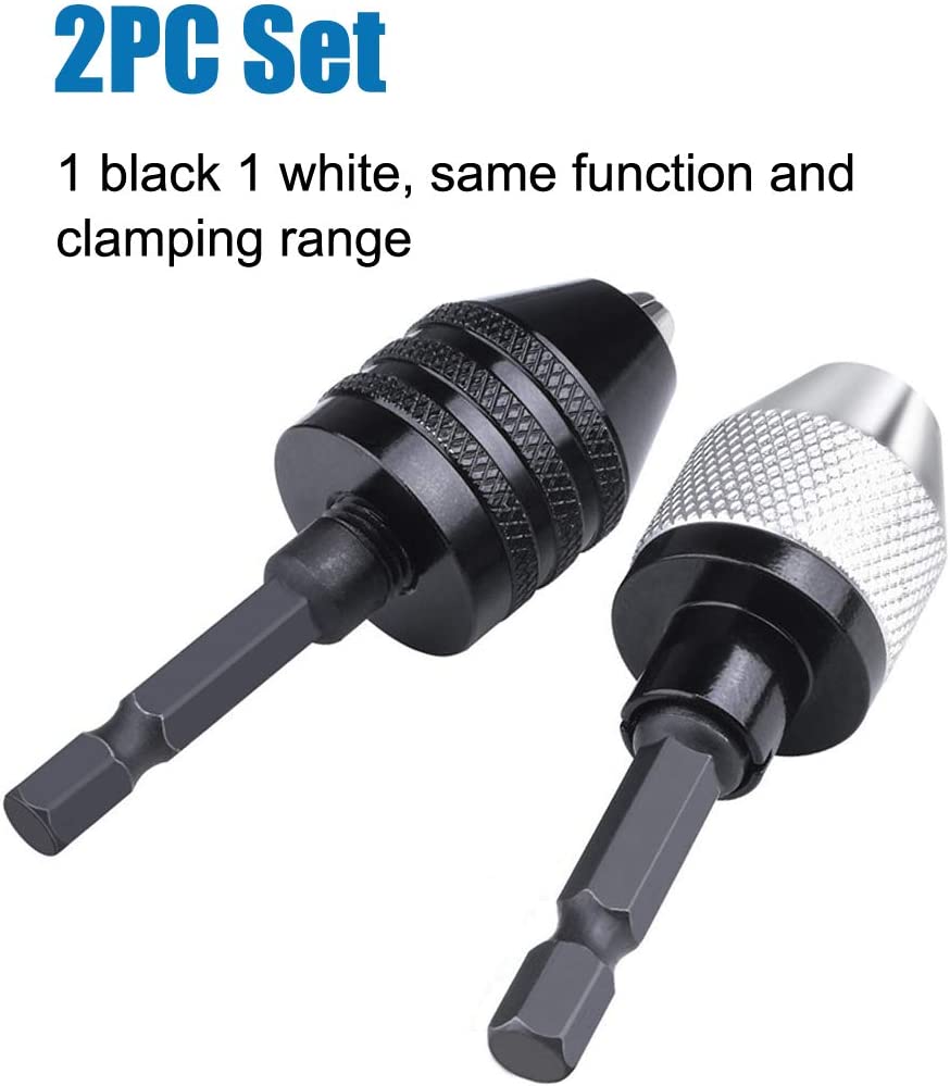 2 Pcs Hex Shank Keyless Drill Chuck, Quick Change Adapter Converter drill adapter
