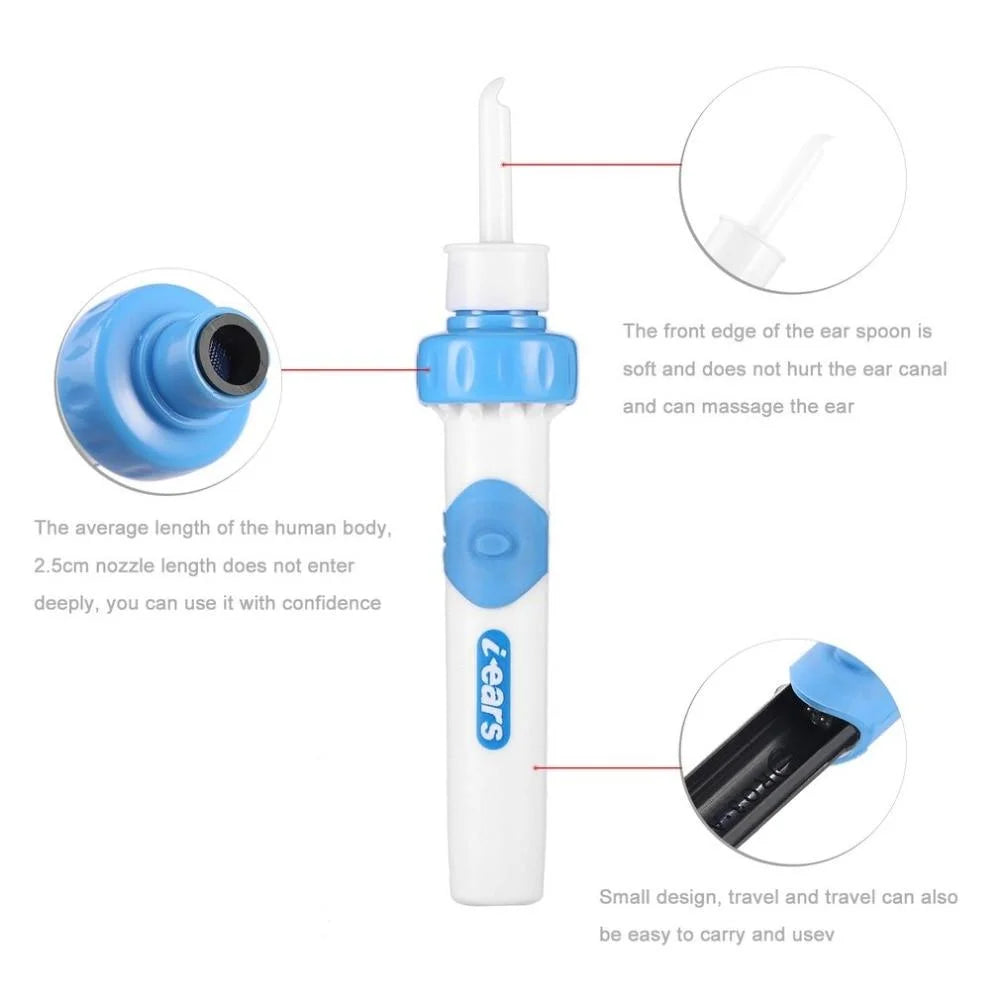Safety Electric Cordless Vacuum Ear Cleaner Wax Remover Painless Cleaning Tool