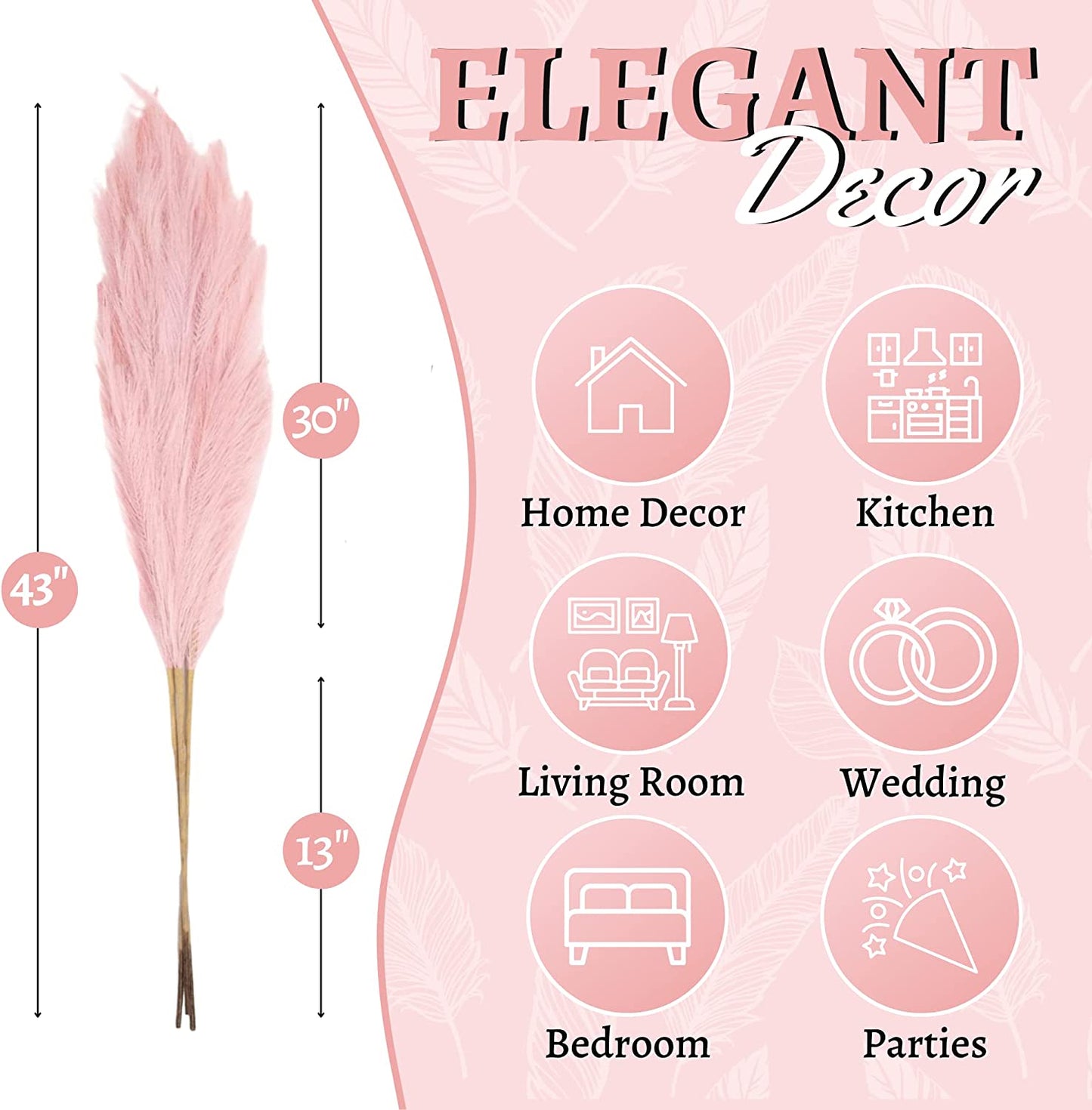 15 stems Pink Pampas Grass 20"-21"