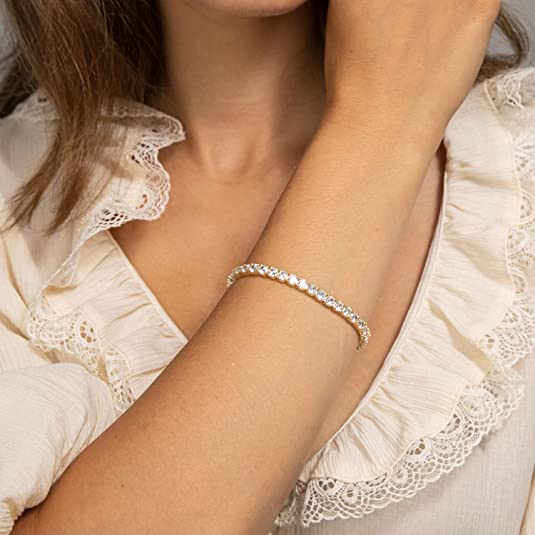 14k Cubic Zirconia Gold Stainless Steel Bracelet Bangle