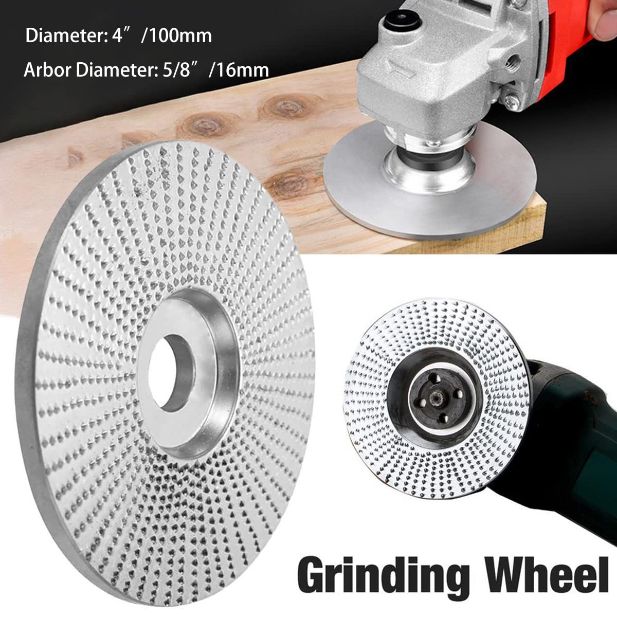Tungsten Carbide Wood Sanding & Carving Disc β Angle Grinder Grinding Wheel for Shaping, Sculpting, Flattening & Polishing Wood and Plastic (4β/4.5β, 5/8β & M10 Arbor Compatible)