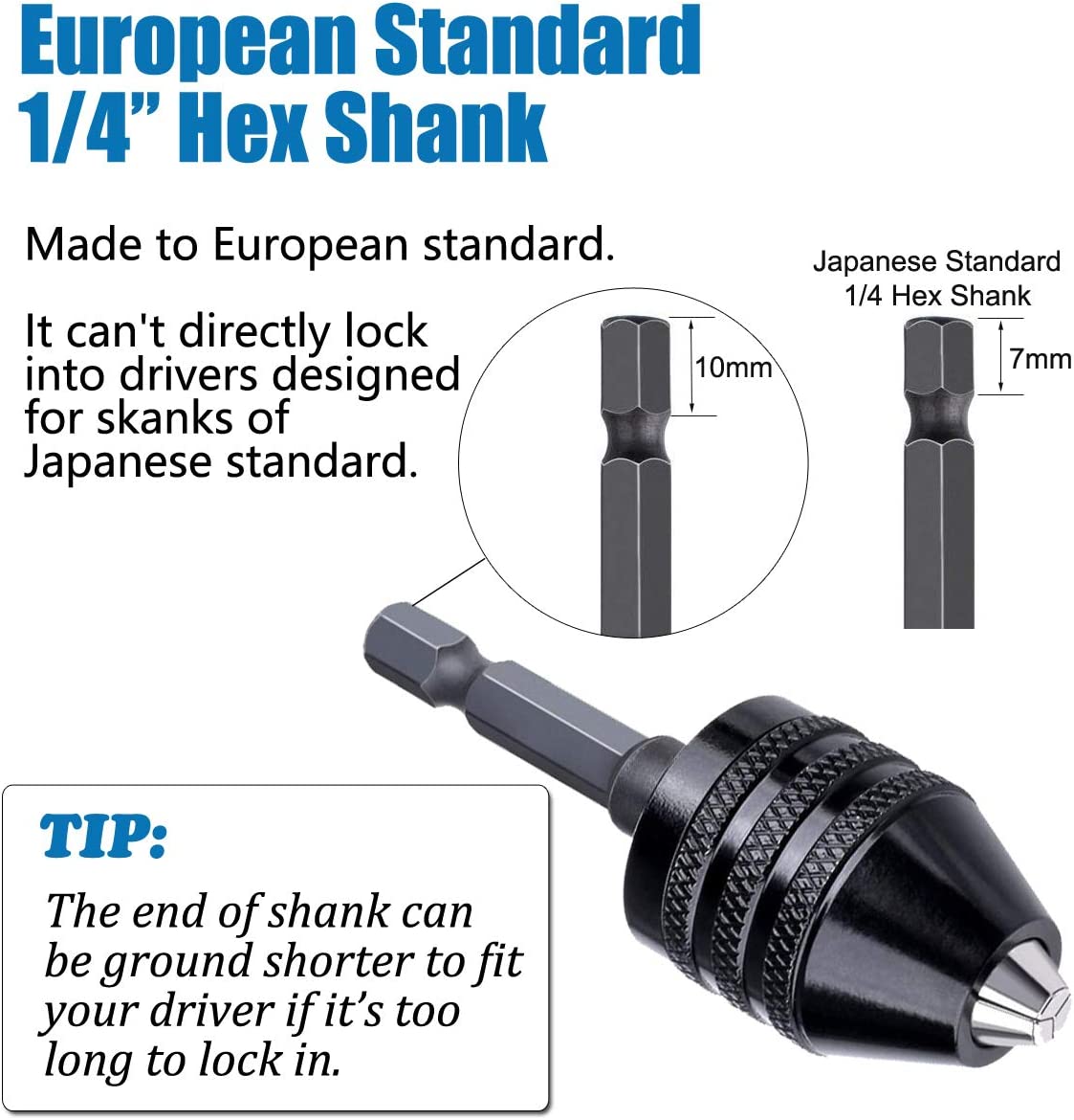 2 Pcs Hex Shank Keyless Drill Chuck, Quick Change Adapter Converter drill adapter