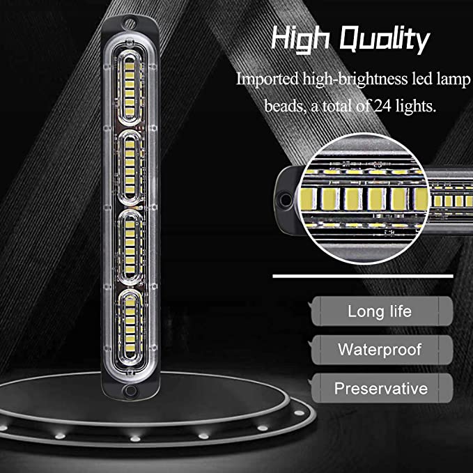 2 Pack White 24 LED Emergency Strobe Light Bar for Car Truck Grille or Bumper