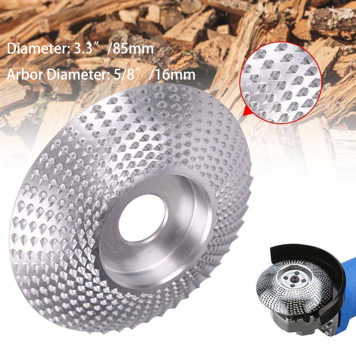 Tungsten Carbide Wood Sanding & Carving Disc β Angle Grinder Grinding Wheel for Shaping, Sculpting, Flattening & Polishing Wood and Plastic (4β/4.5β, 5/8β & M10 Arbor Compatible)