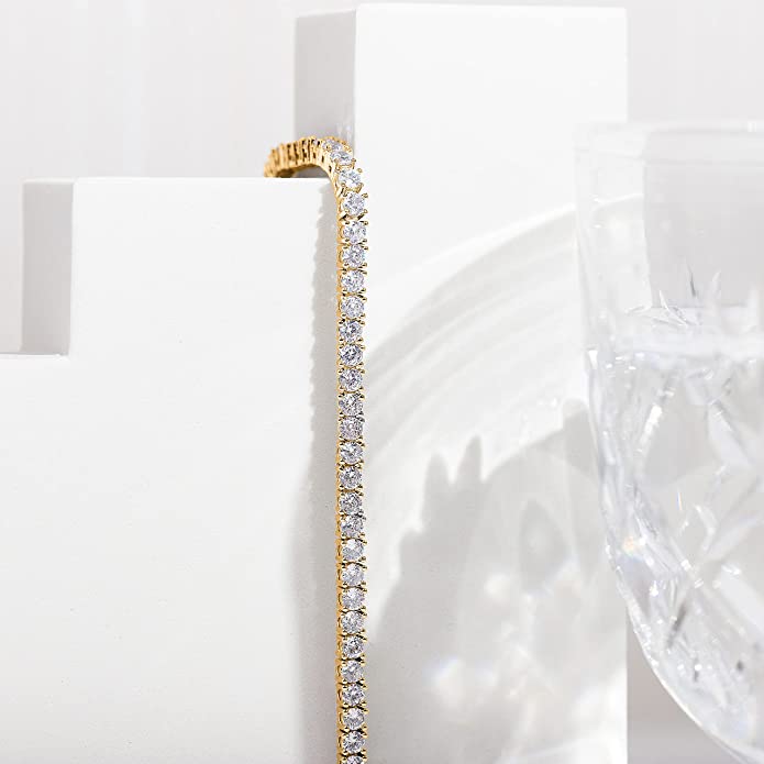 14k Cubic Zirconia Gold Stainless Steel Bracelet Bangle
