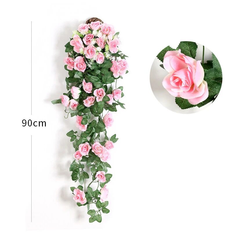 🌸 90cm Pink Artificial Flower Garland – Fake Ivy Vine for Home, Garden & Party Decor