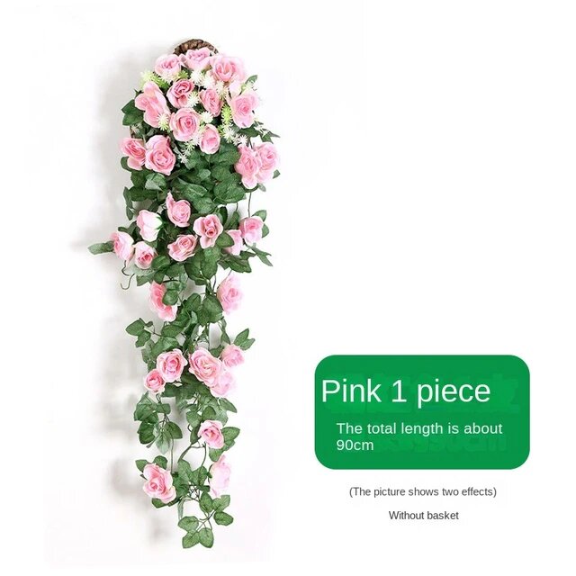 🌸 90cm Pink Artificial Flower Garland – Fake Ivy Vine for Home, Garden & Party Decor