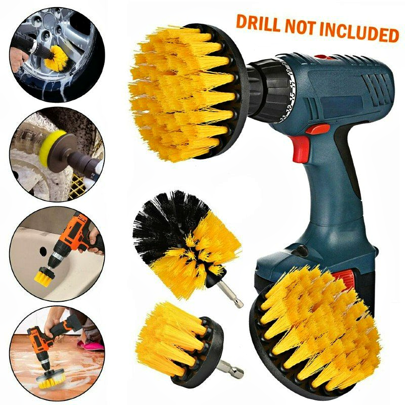 Hard Bristle Car Wash Drill Brush – Nylon Scrubber for Auto Detailing & Cleaning