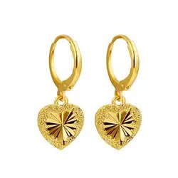 24K Dubai Gold Plated Heart Earrings Necklace Jewelry Set in Gift Box π