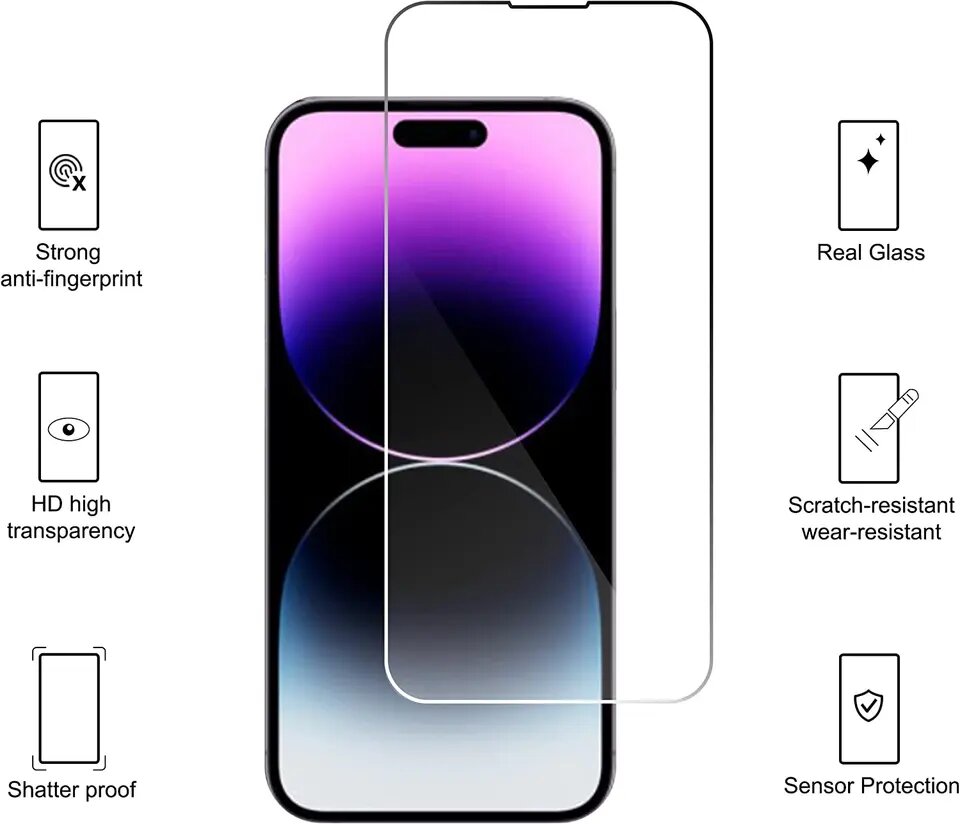 3 Pack Glass Screen Protector for Iphone 14 Pro