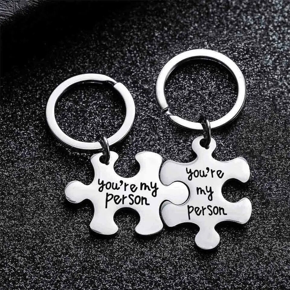 You’re My Person Puzzle Keychain Set of 2 – Stainless Steel Couples Gift for Anniversary, Wedding, Valentine’s Day