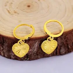 24K Dubai Gold Plated Heart Earrings Necklace Jewelry Set in Gift Box π