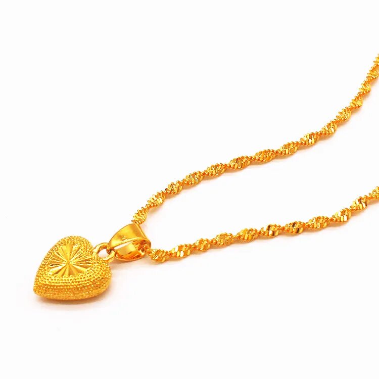 24K Dubai Gold Plated Heart Earrings Necklace Jewelry Set in Gift Box π