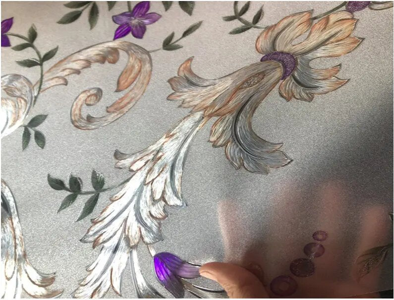 Iris Flower Frosted Non Adhesive Decorative Window Film (17.5x78.5 inch)